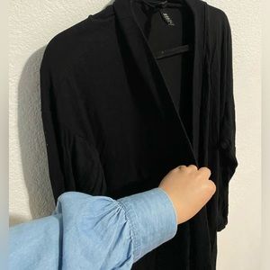 Skims black robe cardigan size XL women’s open front onyx soft lounge pocket
